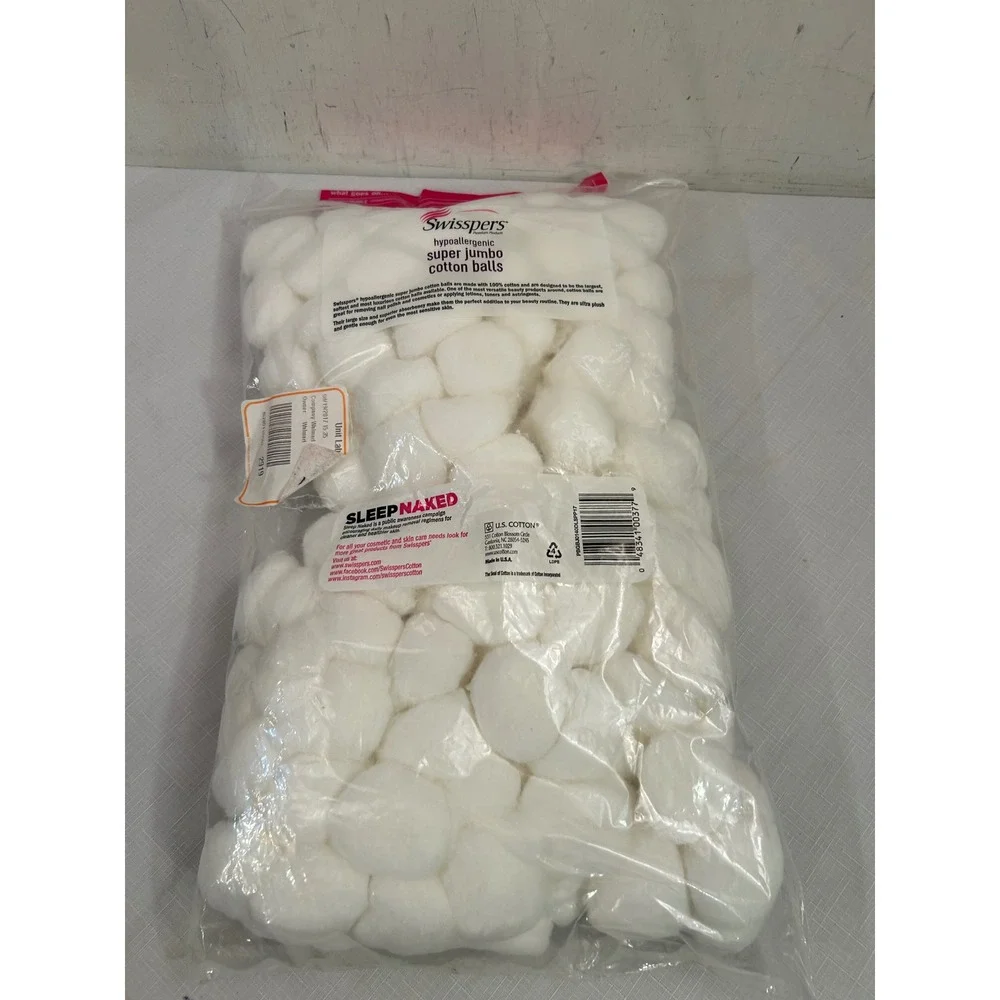 Swisspers Cotton Balls 140 Count White Super Jumbo Hypoallergenic Unisex